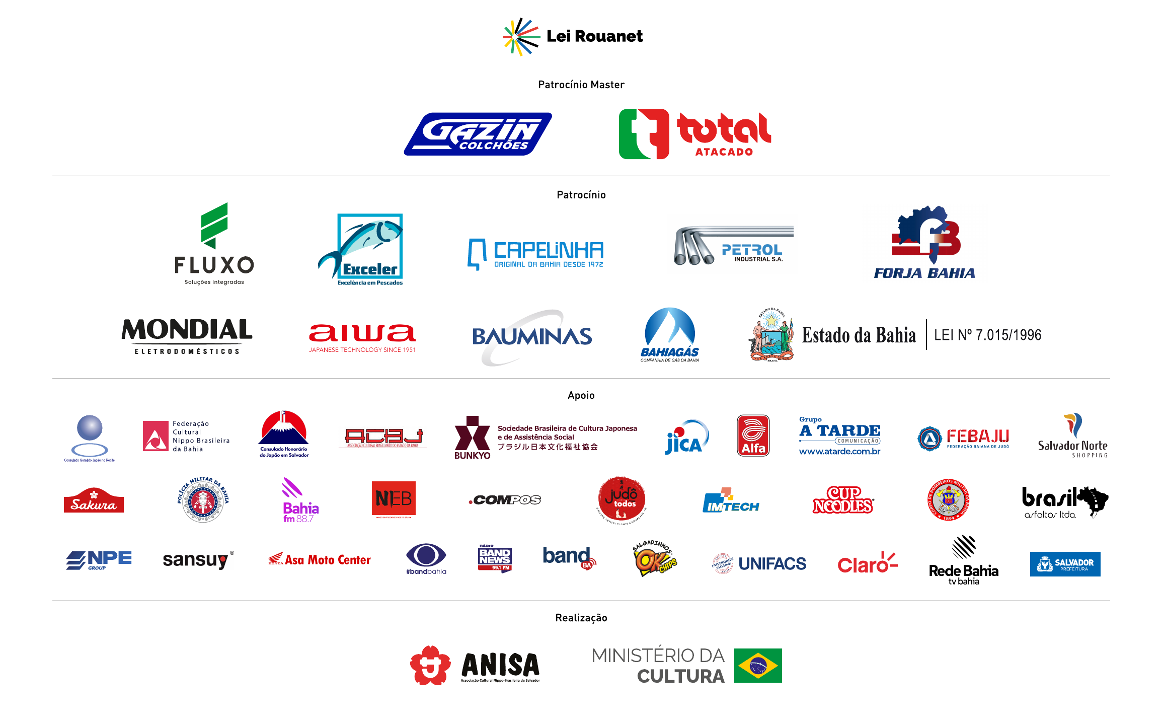 Barra de patrocinadores, apoiadores e realizadores do Festival da Cultura Japonesa 2026